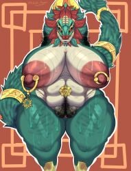 absurd_res accessory american_mythology anthro areola armpit_hair aztec_mythology big_areola big_breasts big_tail bodily_fluids body_hair breasts deity dragon female furgonomics genitals happy_trail hi_res huge_breasts humanoid_genitalia humanoid_vulva jewelry mesoamerican_mythology mythological_creature mythological_scalie mythology nipple_piercing nipple_ring nipples overweight overweight_female piercing pubes quetzalcoatl raised_arms ring ring_piercing scalie solo sugar_dogger sweat tail tail_accessory tail_jewelry tail_ring vulva