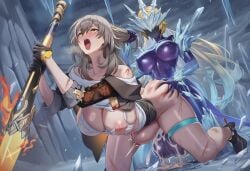 1futa 1girls ahe_gao ai_generated all_fours ambiguous_penetration ass ass_grab bad_end balls big_balls big_breasts big_butt blush bra cocolia_mother_of_deception cocolia_rand colored_skin crying cum cum_inside cum_overflow cuts deep_skin defeated doggy_style drooling female female_penetrated femsub fucked_silly futa/female futa_penetrating futadom futanari grabbing_another's_ass grabbing_another's_hair hair_grab head_back honkai:_star_rail hoyoverse injury large_ass large_breasts large_testicles mihoyo mind_break monster_girl nipples nokani protagonistsub_antagonistdom rape rough_sex self_upload sex sex_from_behind stelle_(honkai:_star_rail) stomach_bulge testicles tongue_out torn_bra torn_clothes white_bra