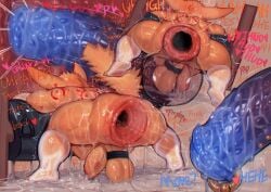 balls big_ass big_balls big_penis bodily_fluids breeding cock_ring cydonia_xia dick_piercing doggy_style fur furry gaping gaping_anus gay male_only muscular nyrex open_anus orange_fur penis precum red_tattoo rough_sex socks tattoo text x-ray x-ray_view xia_(cydonia_xia)