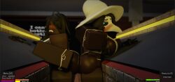 2girls 3d ass ass_to_ass big_ass blush breasts cometrr34 dark_skinned_female everytoo fat_ass female_only game_ui roblox roblox_game robloxian sideboob tagme the_final_stand_2