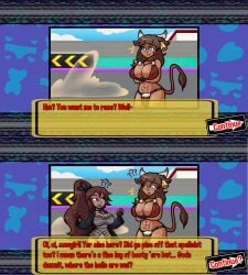 2futas brigand_(tales_of_androgyny) canon_futa commission crossover cutscene dialog dialogue dialogue_box duckydeathly fanart futa_only intersex meme_reference minotauress_(tales_of_androgyny) official_artist shady_lewd_kart tagme tales_of_androgyny text text_box third-party_edit