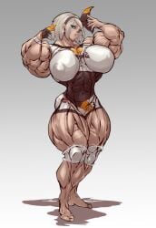 abs ass b9tribeca bea_(pokemon) biceps big_breasts big_muscles breasts extreme_muscles female hair huge_breasts large_breasts large_muscles muscles muscular muscular_arms muscular_female muscular_legs muscular_thighs pokemon