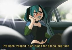 accelart blush dialogue english_text fake_taxi female gwen_(tdi) talking_to_viewer taxi total_drama_island