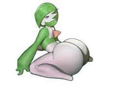 ass ass_focus ass_up big_ass big_butt big_thighs bubble_ass bubble_butt doublehero eyelashes gardevoir green_and_white green_body green_skin looking_back looking_down no_feet one_eye_covered pink_eyes pokémon_(species) pokemon pokemon_(species) serious serious_face serious_look staring_at_ass white_background white_body white_skin