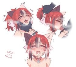 animal_ears blowjob blue_eyes cat_ears catgirl collar cum_in_mouth cum_on_face fellatio ivy_(nyaivie) nekomimi nyaivie oral oral_sex red_hair sex tagme