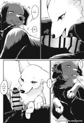 ...... ......... 1boy 1boy1girl 1girls 2023 bedroom_eyes black_body black_fur black_nose blush blush_lines canine canine_penis censor_bar censored censored_knot censored_penis chest_fur claws comic doujinshi english english_dialogue english_text erect_penis erection fangs feral feral_on_feral feral_only half-closed_eyes heart japanese_text knot licking_penis pawpads paws penis spread_legs teeth tongue tongue_out tsukune_minaga white_body white_fur