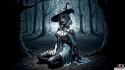 ai_generated black_lipstick creepy dark dark_fantasy goth goth_girl halloween haunted horror sogoodaigirl sorceress witch