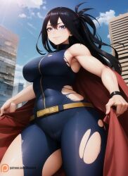 1girls 2023 ai_generated big_breasts black_hair bodysuit boku_no_hero_academia breasts busty curvy curvy_body curvy_female curvy_figure curvy_hips detailed female female_focus female_only from_below hi_res illumaru large_breasts looking_at_viewer looking_down mature_female milf muscle_girl muscular_arms my_hero_academia nana_shimura seductive_look seductive_smile solo solo_female solo_focus stable_diffusion thick_ass thick_hips thick_legs thick_lips thick_thighs torn_clothes voluptuous voluptuous_female