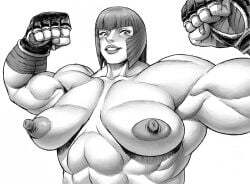 1girls abs athletic athletic_female bare_shoulders big_breasts bimbo black_and_white busty capcom censored curvy double_deck erect_nipple erect_nipples eyelashes female female_only fingerless_gloves flexing front_view gloves human looking_at_viewer marisa_rossetti muscle muscular muscular_female pose posing short_hair simple_background sketch solo solo_female solo_focus street_fighter street_fighter_6 voluptuous wide_hips