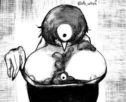 exposed_breasts large_breasts leeper_parasite_(witchdoctordb) noir_(witchdoctordb) pointy_nose unusual_ears unusual_eyes witchdoctordb