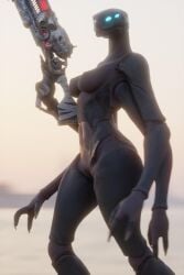 3d_(artwork) 4_arms alien anthro barely_visible_genitalia breasts bungie destiny_(game) destiny_2 digital_media_(artwork) eliksni female fingers genitals gun hi_res multi_arm multi_limb nude pickle_juice ranged_weapon solo weapon