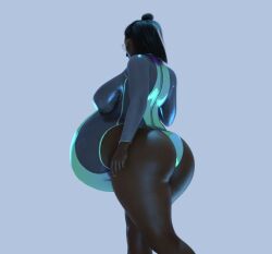 1girls 3d ass belly big_ass big_belly big_breasts breasts dark-skinned_female dark_skin feldusk female glasses huge_breasts pregnant solo