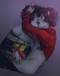 2boys clothing deleiteazul fangs gay homestuck horns kankri_vantas kissing mituna_captor tagme tentacle_penis tongue_kiss unusual_penis yaoi