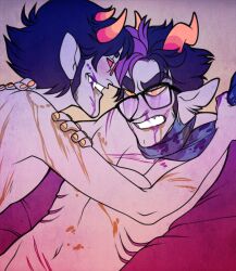 2boys blood eridan_ampora fangs gay hate_sex homestuck horns scratches sollux_captor tagme yaoi