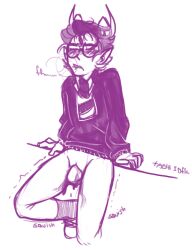 1boy blush clothing eridan_ampora homestuck horns male_focus male_only solo solo_male tagme text unusual_genitalia unusual_penis