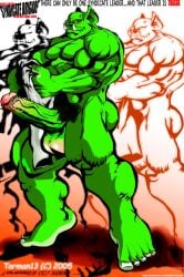 2005 english_text erection genitals green_body green_skin hi_res humanoid humanoid_genitalia humanoid_penis male male_only muscular muscular_male nude orc orc_male penis solo text tomcat_(artist) towel trassk vein veiny_penis