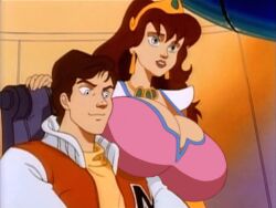 1boy 1girls big_breasts breasts captain_n_the_game_master cartoon edit female kevin_keene large_breasts male nintendo princess_lana red_hair screencap screenshot_edit