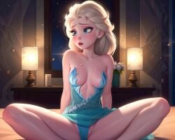 ai_generated clit disney disney_princess dress elsa_(frozen) frozen_(film) panties pussy underwear upskirt