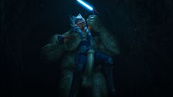 1boy 1girls 3d ahsoka_tano airress3d_(3d-modeller) alien alien_girl alien_humanoid balls big_penis blender blue_lightsaber cave clone_wars clothed clothing duo erect_penis erection face_markings facial_markings green_body green_skin highres huge_cock imminent_rape imminent_sex lekku lekku_(anatomy) lifting lifting_person lightsaber lightsaber_hilt looking_at_penis looking_down lucasfilm male male/female orange_body orange_skin orc penis shocked shocked_expression size_difference standing star_wars surprised surprised_expression the_clone_wars:_season_seven the_qbd togruta