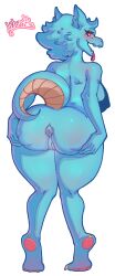 1female anus ass big big_ass big_butt blue_skin breasts draconic dragon dragon_horns dragon_tail female female_only huge_ass huge_breasts huge_butt huge_hips huge_thighs litonyle pink_eyes pussy pussy_juice thick_thighs thighs