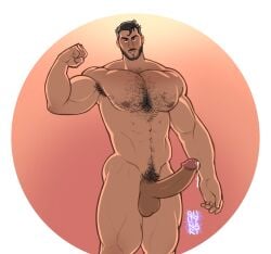 1boy abs armpit_hair armpits artist_logo artist_name balls ballsack bara beard big_balls big_muscles big_pecs big_penis black_hair body_hair chest_hair cum cum_drip cum_on_body cum_on_penis cumshot daddy dilf ejaculation erection flexing foreskin foreskin_folds hairy_male happy_trail huge_cock human hunk intact male male_nipples male_only male_pubic_hair manly muscles muscular_human muscular_male mustache navel nude_male original_character pecs penis pubes quuynart retracted_foreskin scrotum smooth_penis solo testicles uncut