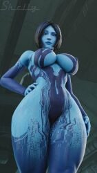 1girl 1girls 3d 3d_(artwork) armpits big_breasts blender blender_(software) blue_body blue_eyes blue_lips blue_lipstick blue_skin bob_cut breasts cortana curvy female female_focus female_only halo_(series) hand_on_hip large_breasts looking_at_viewer nipples skelly3d smirk solo solo_female solo_focus thick_thighs underboob video_games