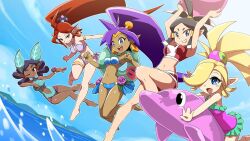 bikini black_hair blonde_hair female_only hair_ornament harmony_(shantae) multicolored_hair official_art one-piece_swimsuit plink_(shantae) pool_float pool_toy purple_hair red_hair shantae shantae_(character) shantae_and_the_seven_sirens swimsuit tagme two_piece_swimsuit vera_(shantae) zapple