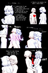 alternate_universe angel_derear anthro asriel_dreemurr ass big_penis black_background blush bodily_fluids boss_monster bovid bow_ribbon breasts caprine clothing comic crying duo embrace female female_asriel flaccid footwear footwear_only frisk_(undertale) frisky_(under(her)tail) genitals goat hi_res horn hug human imminent_sex male male/female mammal mostly_nude nude penis penis_between_breasts phallic pubes rule_63 shoes shoes_only simple_background soul_(undertale) standing tears text thewill under(her)tail undertale undertale_(series) waist_grab whispering wide_eyed