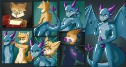 2023 anthro blue_body blue_scales booby_trap bound canid canine clothing dildo dildo_in_ass dildo_in_mouth dragon dsaprox duo encasement ether_(dragon) fox fur gag gagged genitals gift goo_transformation green_eyes hi_res horn internal_anal internal_oral khloe_prower knot knot_in_mouth knotting latex living_costume living_fursuit male male/male mammal multi_knot multi_tail multicolored_body multicolored_fur orange_body orange_fur penis purple_horn purple_penis questionable_consent rubber_clothing rubber_suit scales simple_background staggered_grid_layout suit_transformation suiting suiting_up tail takeover transformation transformation_sequence two_tone_body two_tone_fur wings