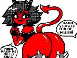 animated ass big_ass big_butt black_hair buckteeth canonical_sex demon demon_girl demon_tail helluva_boss millie_(helluva_boss) nunya84587583 red_skin red_skinned_female tagme vampiricpig video