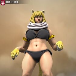 1female 1girls 3d 3d_(artwork) 3d_model abs animal_ears athletic athletic_female bikini blonde_hair cat_ears catgirl female female_focus female_only hero_forge looking_at_viewer muscular muscular_female solo solo_female solo_focus