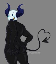 ass ass_focus bodysuit broker_(phighting) demon demon_tail exploitation gold_tooth heterochromia horned_humanoid horns latex latex_suit male male_only phighting roblox roblox_game robloxian scars self_upload shiny_ass solo_male tagme teasing thick_ass unusual_eyes white_skin