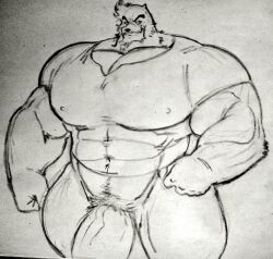 abs anthro bara bear big_muscles big_pecs black_and_white flaccid furry huge_cock huge_muscles itzcharlie kumatetsu male mammal muscles muscular muscular_anthro muscular_arms muscular_male pecs pencil_(artwork) penis pubic_hair shirt the_boy_and_the_beast thick_penis thick_thighs yiff