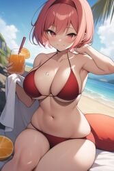 1girls ai_generated beach bikini breasts drink drinking_glass female female_only fire_emblem fire_emblem_engage frosting.ai hairband juice lapis_(fire_emblem) large_breasts looking_at_viewer navel nintendo orange orange_juice pink_eyes pink_hair sitting smile smiling_at_viewer thighs voluptuous