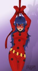 1girls aroused ball_gag blush bodysuit bondage bound_wrists caeneus13 captured_heroine defeated_heroine erect_nipples female female_only hair_down ladybug_(character) looking_at_viewer marinette_cheng marinette_cheng_(pv) marinette_dupain-cheng marinette_dupain-cheng_(pv) miraculous_ladybug nipple_bulge nipples_visible_through_clothing pussy_bulge secretly_loves_it skin_tight solo trembling