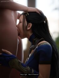 1futa 1girls 3d athletic_female athletic_futanari black_hair blowjob caption clothed_female_nude_futanari deepthroat face_fucking fellatio futanari human kitana long_hair mortal_kombat mortal_kombat_1_(2023) netherrealm_studios nyxenartz partially_clothed penis penis_awe rape sonya_blade throat_fuck