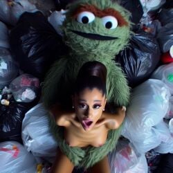 1girls ai_generated ariana_grande breasts brown_hair celebrity collarbone cowgirl_position dall-e3 earrings eyeliner garbage garbage_bags implied_sex legs lips looking_up makeup muppets naked naked_female nipples nude nude_female open_mouth oscar_the_grouch pink_lips ponytail puppet real_person reverse_cowgirl_position riding sesame_street small_breasts stable_diffusion tagme tan tan-skinned_female tan_skin the_muppet_show thighs trash trash_bag woman_on_top