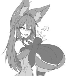 1girls clothed clothed_female fox_ears fox_girl kiri_(sub-res) large_breasts looking_at_viewer love love_heart sideboob sketch sub-res white_background wholesome winking winking_at_viewer