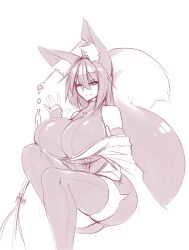 2020 fox_ears fox_girl fox_tail huge_breasts kiri_(sub-res) large_breasts looking_at_viewer sitting sketch smile smiling smiling_at_viewer sub-res thick_thighs thighhighs waving waving_at_viewer winking winking_at_viewer