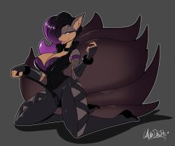 1girls anthro_pokemon big_breasts black_hair brown_eyes dobermann dominatrix female hand_gesture houndoom multiple_tails ninetales oc pokemon_fusion purple_highlights riding_crop tongue_out