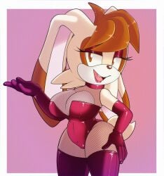 anthro auntymoira bunnysuit elbow_gloves female fishnets gloves latex latex_gloves leotard sega solo sonic_(series) sonic_the_hedgehog_(series) thighhighs vanilla_the_rabbit