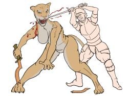 anthro blood death female_death freedom gore lion lioness sekhmet slit_throat stab stabbed stabbing sword sword_fight willpower