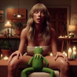 1girls ai_generated blonde_hair candles celebrity dall-e3 implied_fingering kermit_the_frog massage massage_oil massage_table muppets puppet real_person sesame_street stable_diffusion tagme taylor_swift the_muppet_show towel