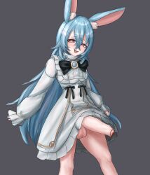 1futa 2023 animal_ears balls blue_hair bottomless breasts bunny bunny_ears bunny_girl bunnyfaqer clothed clothing dress dress_lift erection flat_chest futa_only futanari grey_background hair humanoid humanoid_penis indie_virtual_youtuber kemonomimi large_penis light-skinned_futanari light_skin long_hair long_penis looking_at_viewer mostly_clothed open_mouth partially_retracted_foreskin penis pink_eyes rabbit rabbit_ears rabbit_girl showing_penis simple_background smooth_penis solo standing teeth tongue topwear uncut usako_nano_(nanobites) usako_nano_(nanobites)_(1st_2d_costume) virtual_youtuber vtuber white_dress