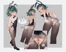 1girls anal_insertion anal_sex animated bunny_ears bunny_tail bunnysuit butt buttplug buttplug_in_ass buttplug_pull_out buttplug_tail condom cum female green_eyes green_hair one-punch_man pussy pussy_juice sex_toy tatsumaki toxicv used_condom