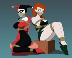 2girls batman:_the_animated_series batman_(series) bennypaan bondage dc dc_comics dcau female female_only femsub gag gagged harley_quinn harley_quinn_(classic) multiple_girls poison_ivy poison_ivy_(dcau) restrained rope_bondage the_new_batman_adventures