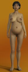 1girls 3d belly big_belly breasts dark-skinned_female dark_skin female kybilion nipples nude pregnant pubic_hair pussy short_hair solo