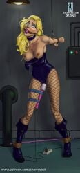 ball_gag black_canary bondage breasts cherrysock dc dc_comics gag gagged nipple_clamps restrained vibrator