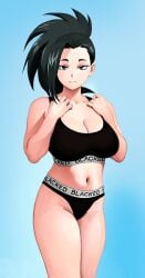 1girls big_breasts black_hair blacked blacked_clothing huge_breasts looking_at_viewer momo_yaoyorozu my_hero_academia queen_of_spades wazu-san