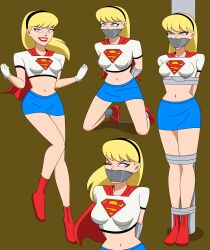 1girls bare_midriff bennypaan bondage bound bound_ankles bound_arms bound_legs bound_wrists chains dc dc_comics dcau female female_only femsub fully_clothed gag gagged kara_danvers kara_in-ze kara_zor-el kryptonian linda_danvers midriff midriff_baring_shirt restrained sole_female supergirl supergirl_(dcau) superman:_the_animated_series superman_(series) taped_mouth tied_up